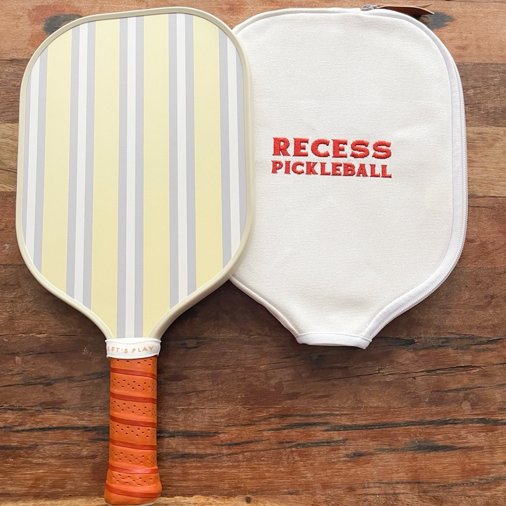 RECESS Pickleball Paddle NEST x STRIPE Faux Leather Grip Embroidered Canvas Case